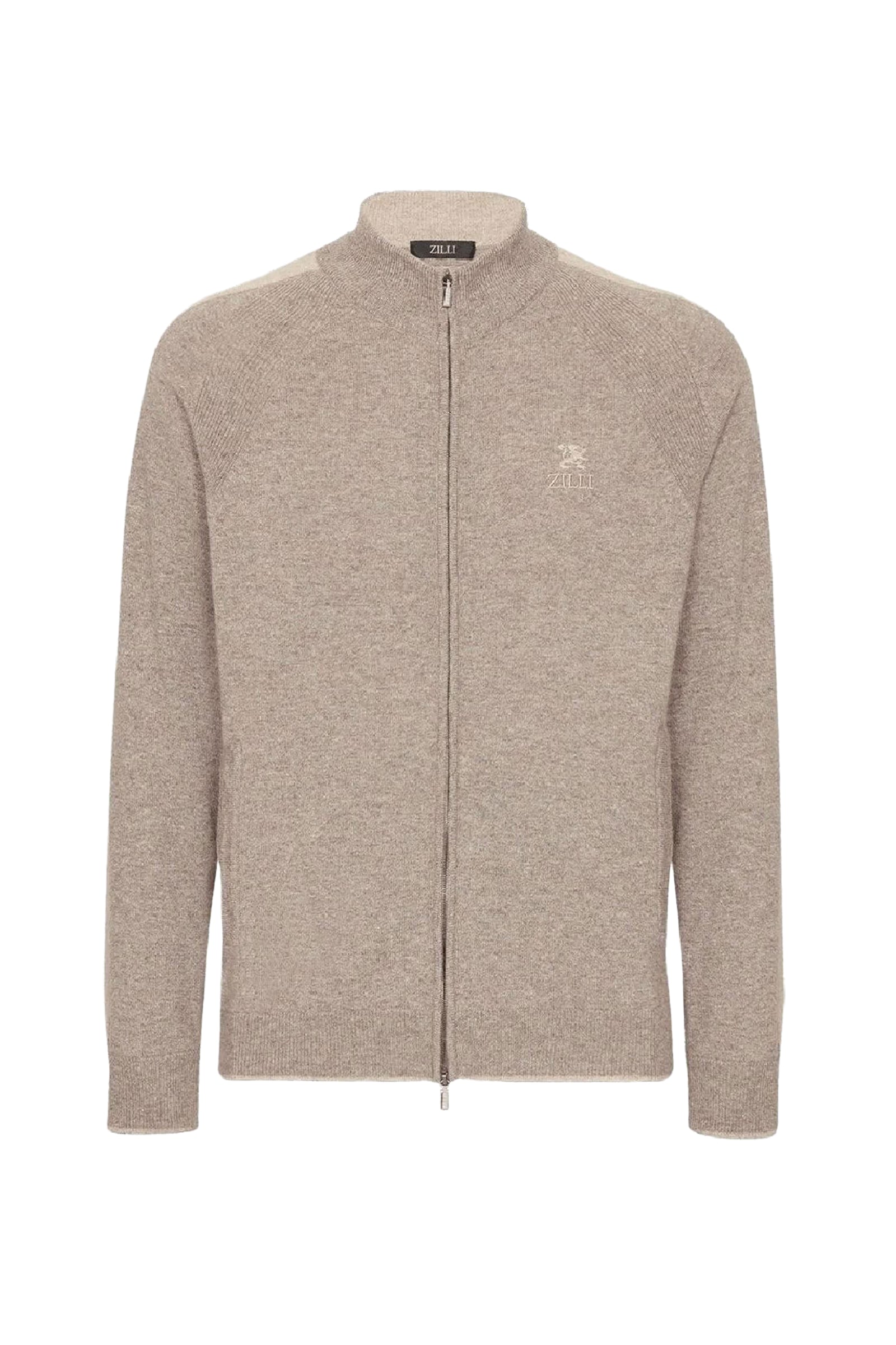 Cardigan zippé à col montant en cachemire - Taupe