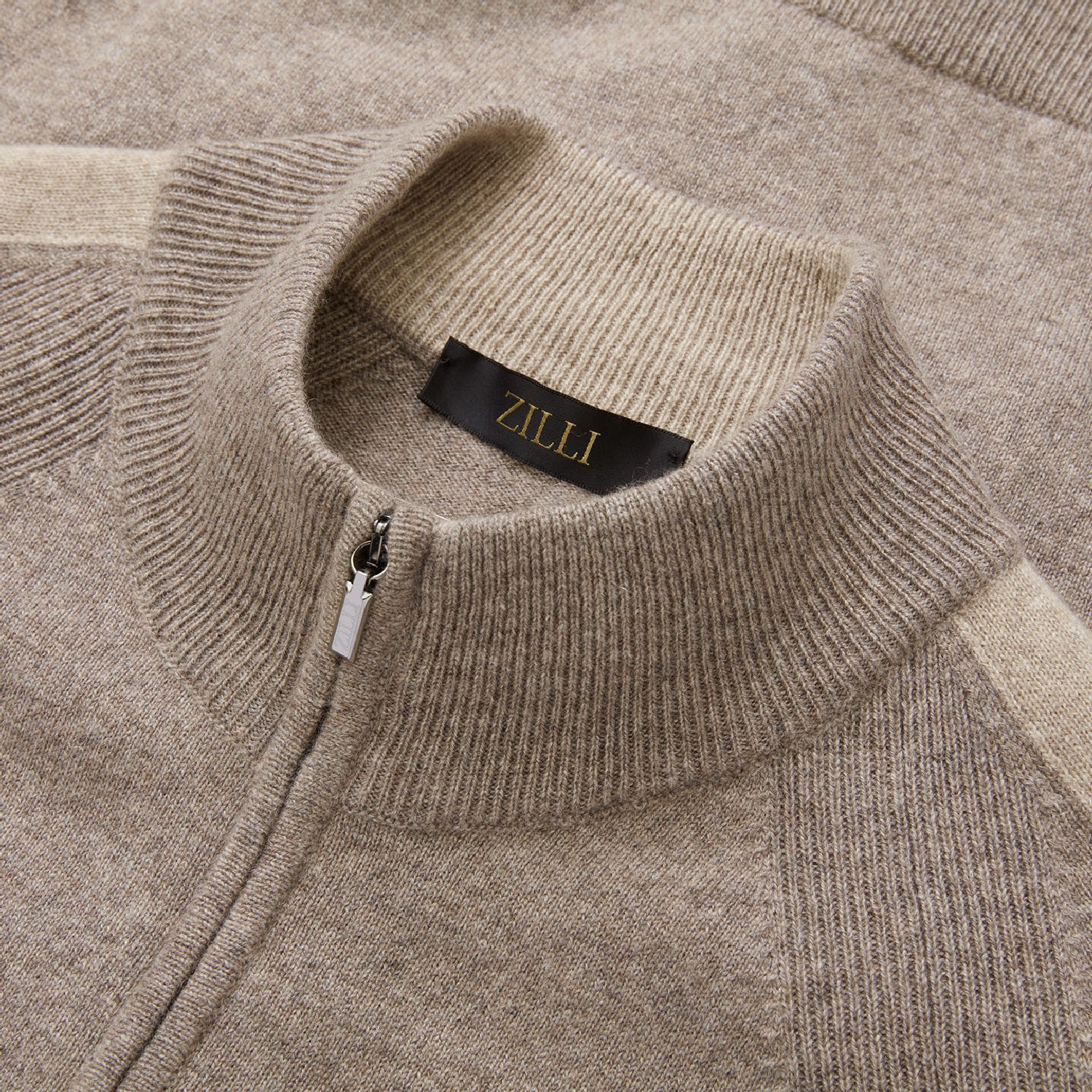 Cardigan zippé à col montant en cachemire - Taupe