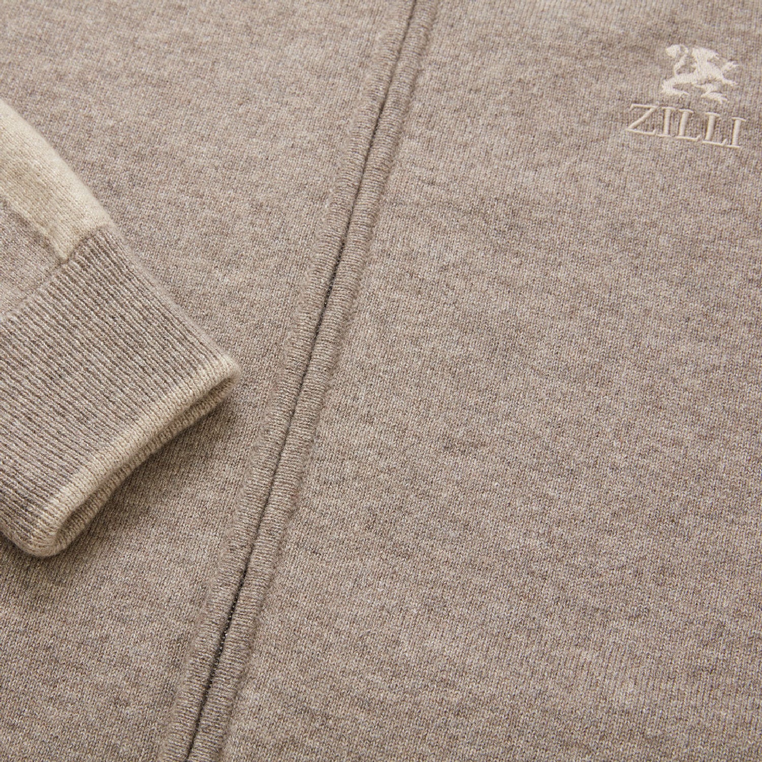 Cardigan zippé à col montant en cachemire - Taupe
