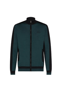 Cardigan zippé à empiècem en cachemire - Vert & Noir