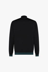 Cardigan zippé à empiècem en cachemire - Vert & Noir