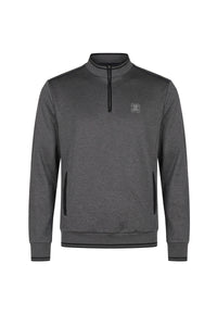 Sweatshirt à col zippé en soie mélangée - Gris & Noir