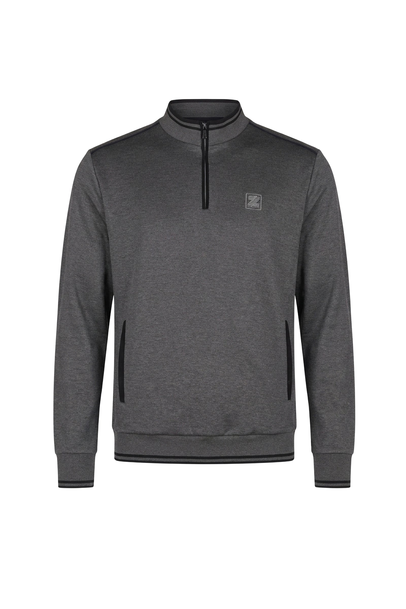 Sweatshirt à col zippé en soie mélangée - Gris & Noir