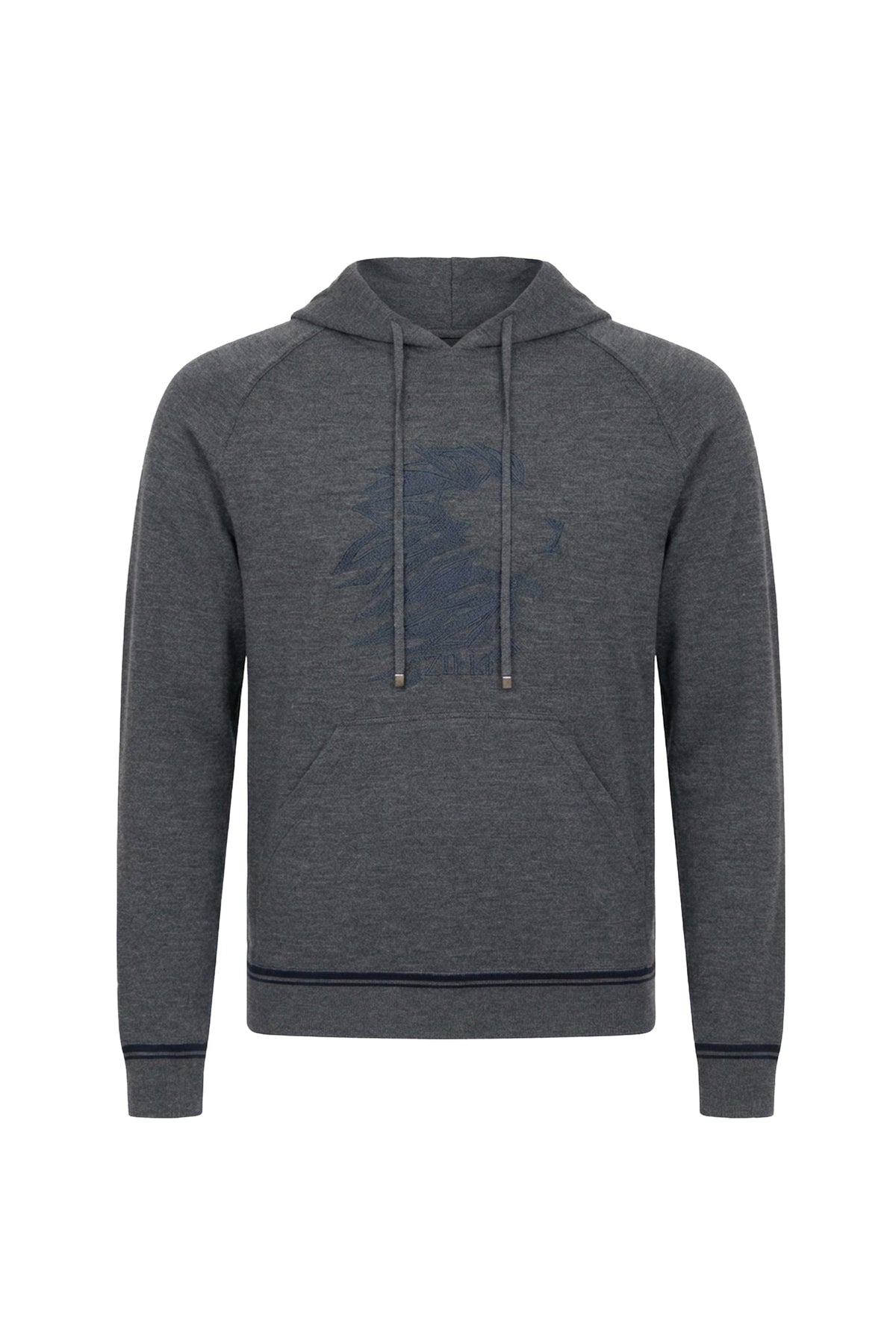 Sweat à capuche avec motif graphique en laine - Gris