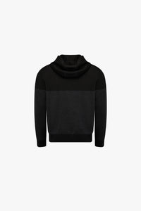 Sweat à capuche en laine et soie mélangée - Noir & Gris