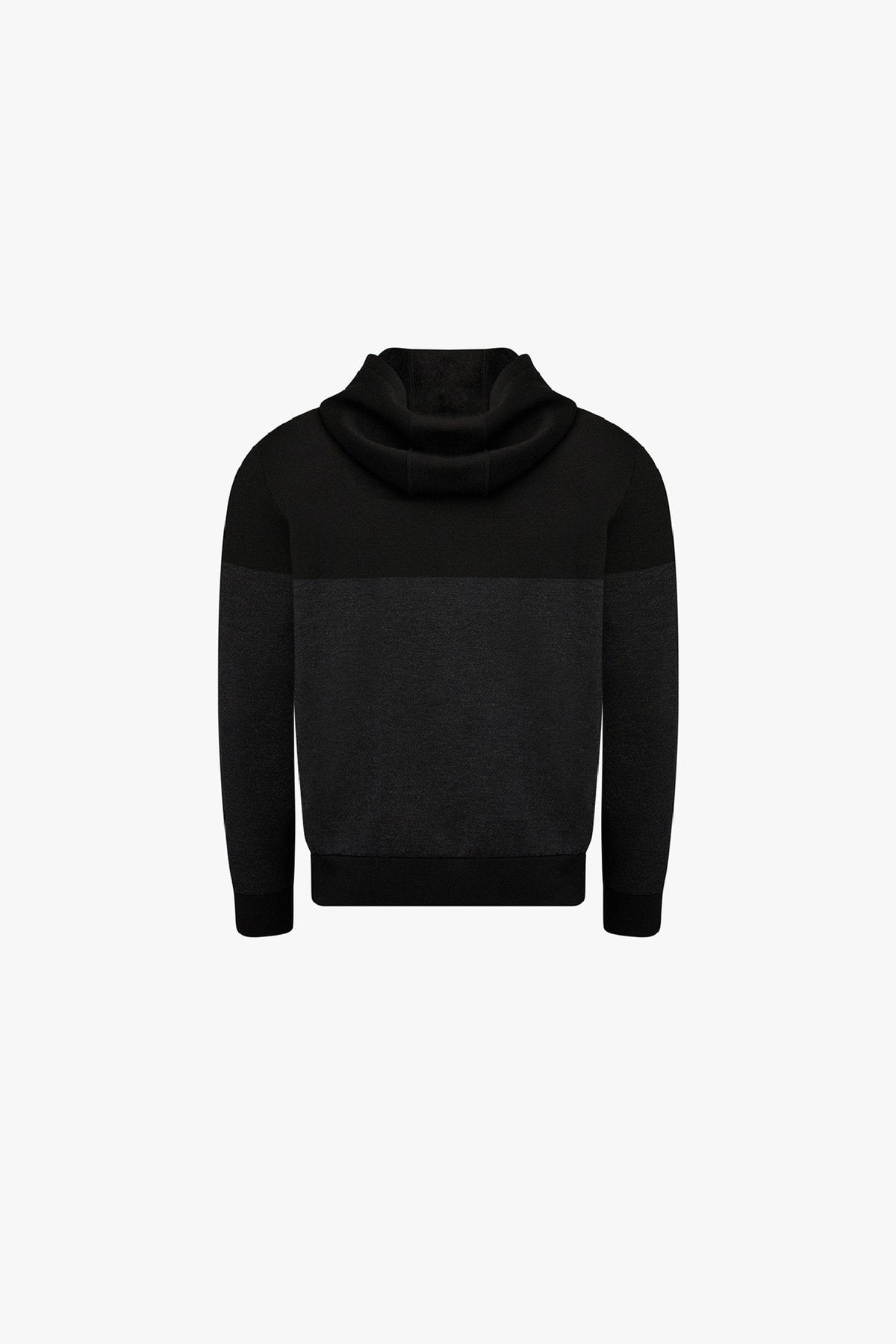 Sweat à capuche en laine et soie mélangée - Noir & Gris