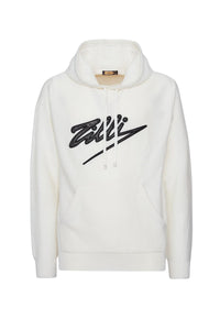 Sweat à capuche avec logo brodé en laine - Blanc