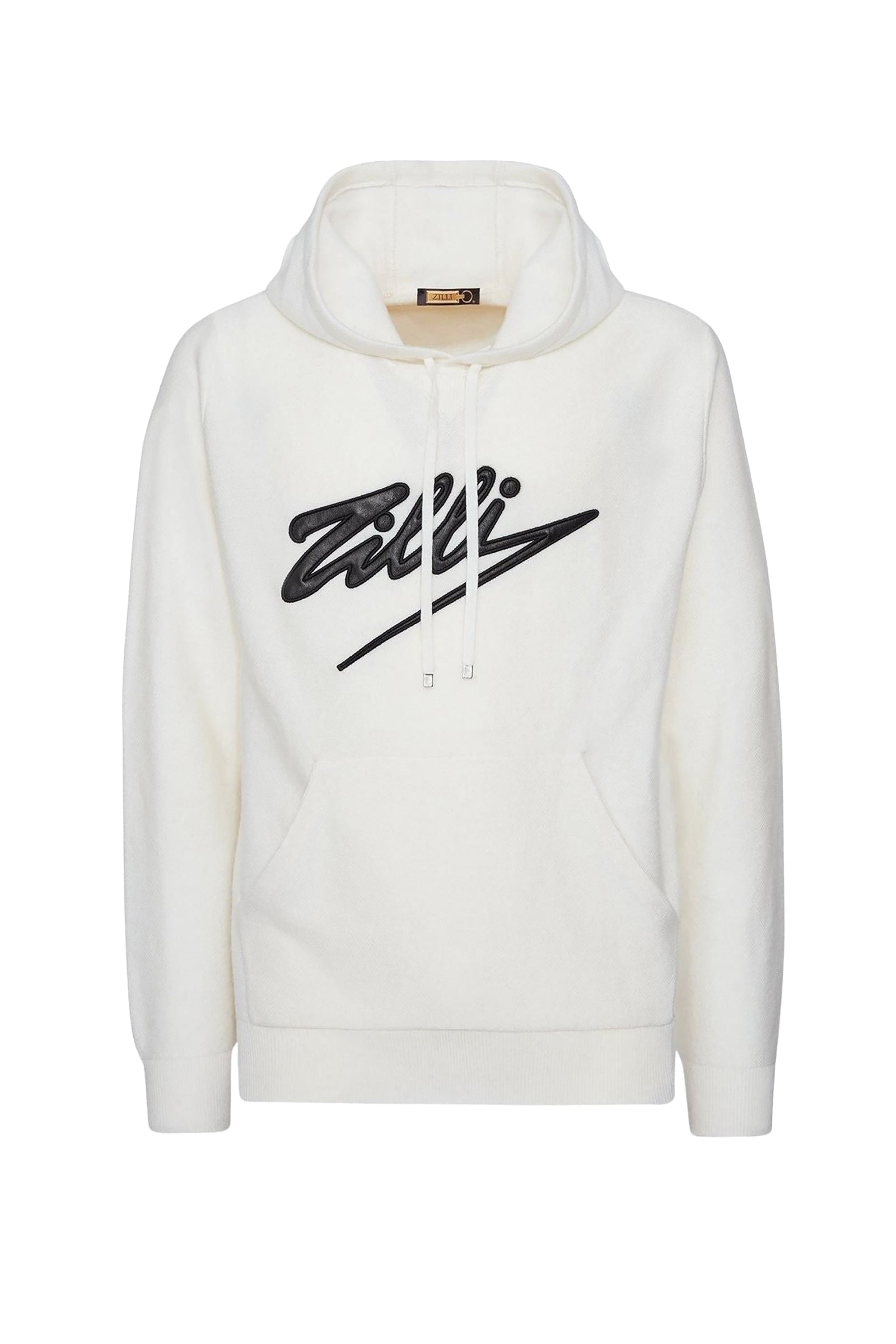 Sweat à capuche avec logo brodé en laine - Blanc