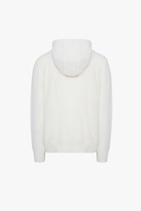 Sweat à capuche avec logo brodé en laine - Blanc