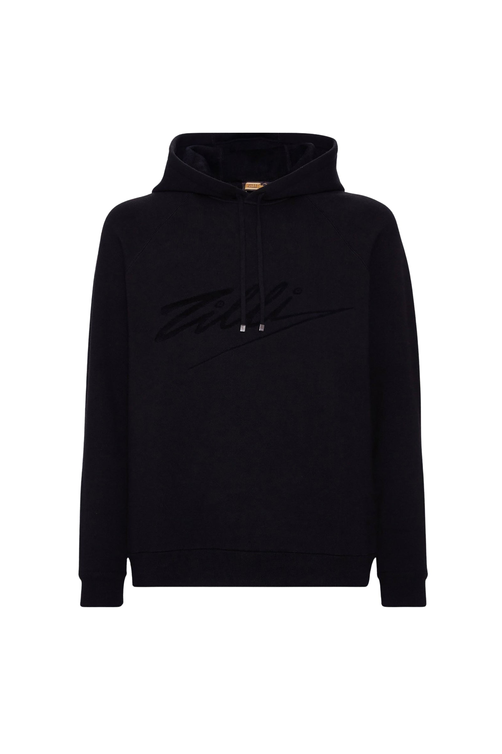 Sweat à capuche logo en laine - Noir