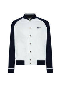 Bomber à manches raglan en soie mélangée - Blanc & Bleu