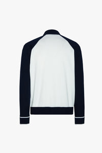 Bomber à manches raglan en soie mélangée - Blanc & Bleu