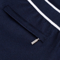 Bomber boutonné à manches raglan en soie - Blanc & Bleu soie