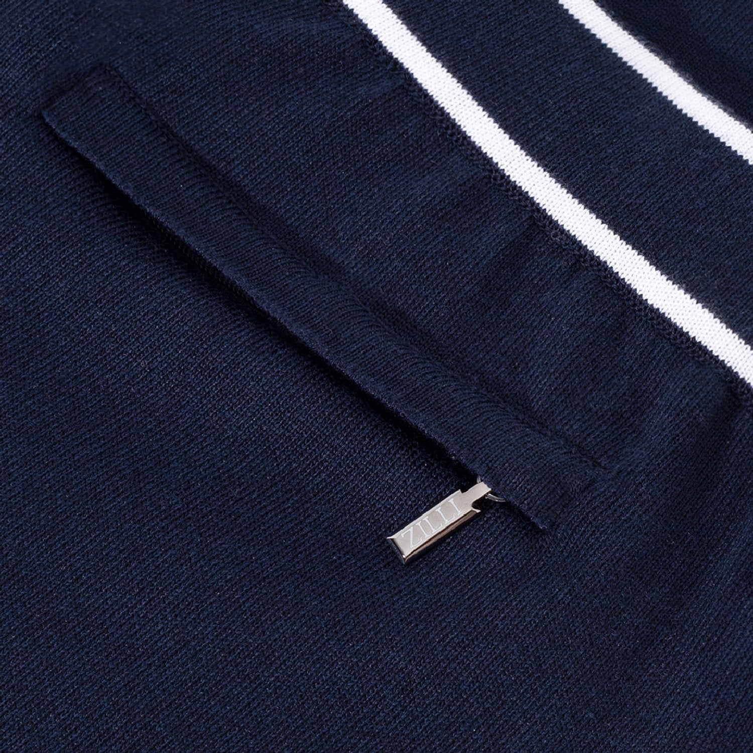 Bomber boutonné à manches raglan en soie - Blanc & Bleu soie