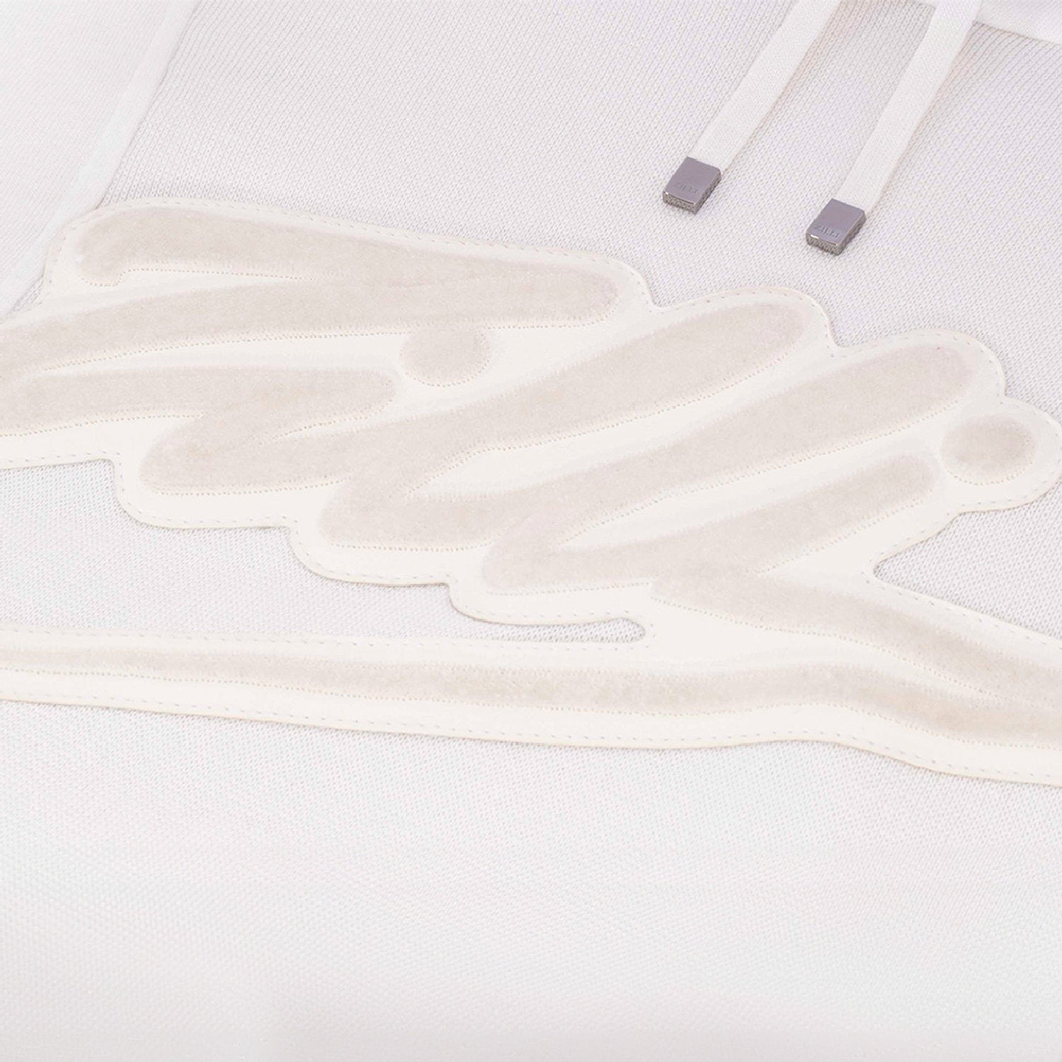 Sweat à capuche avec logo en soie - Blanc & Beige
