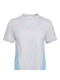 T-shirt à manches courtes et broderies ancres - Light Grey Melange & Sky Blue