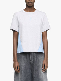 T-Shirt Court À Empiècements Et Broderie Ancres - Light Grey Melange/Sky Blue