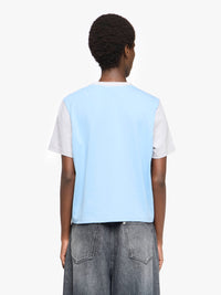T-Shirt Court À Empiècements Et Broderie Ancres - Light Grey Melange/Sky Blue