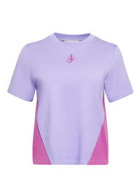 T-Shirt Court À Empiècements Et Broderie Ancres - Lavender/Magenta