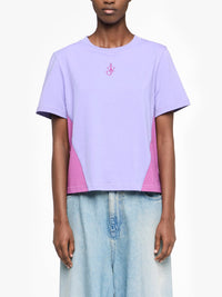 T-Shirt Court À Empiècements Et Broderie Ancres - Lavender/Magenta