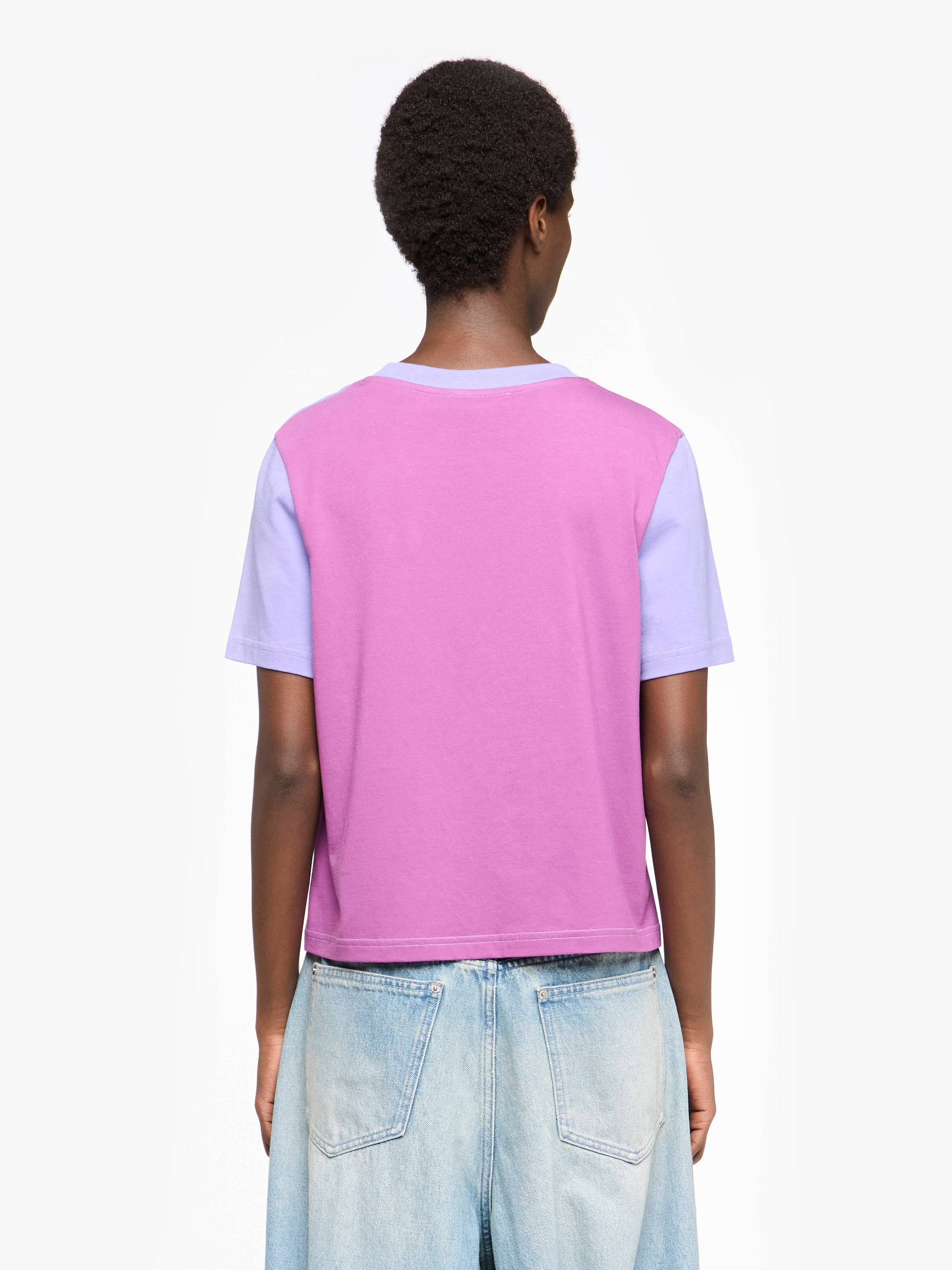 T-Shirt Court À Empiècements Et Broderie Ancres - Lavender/Magenta