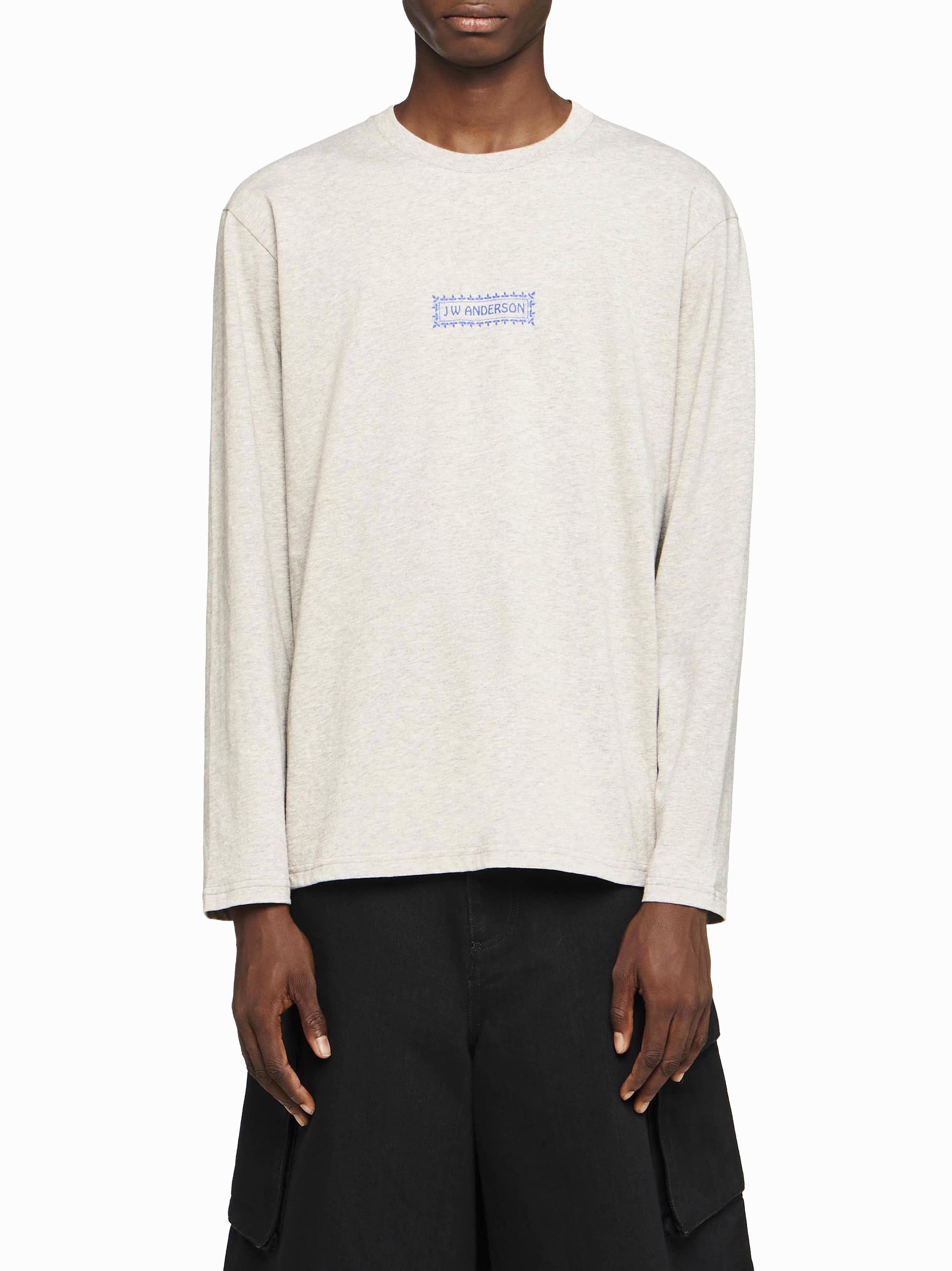 T-Shirt À Manches Longues Avec Imprimé Dans Le Dos - Light Grey Melange