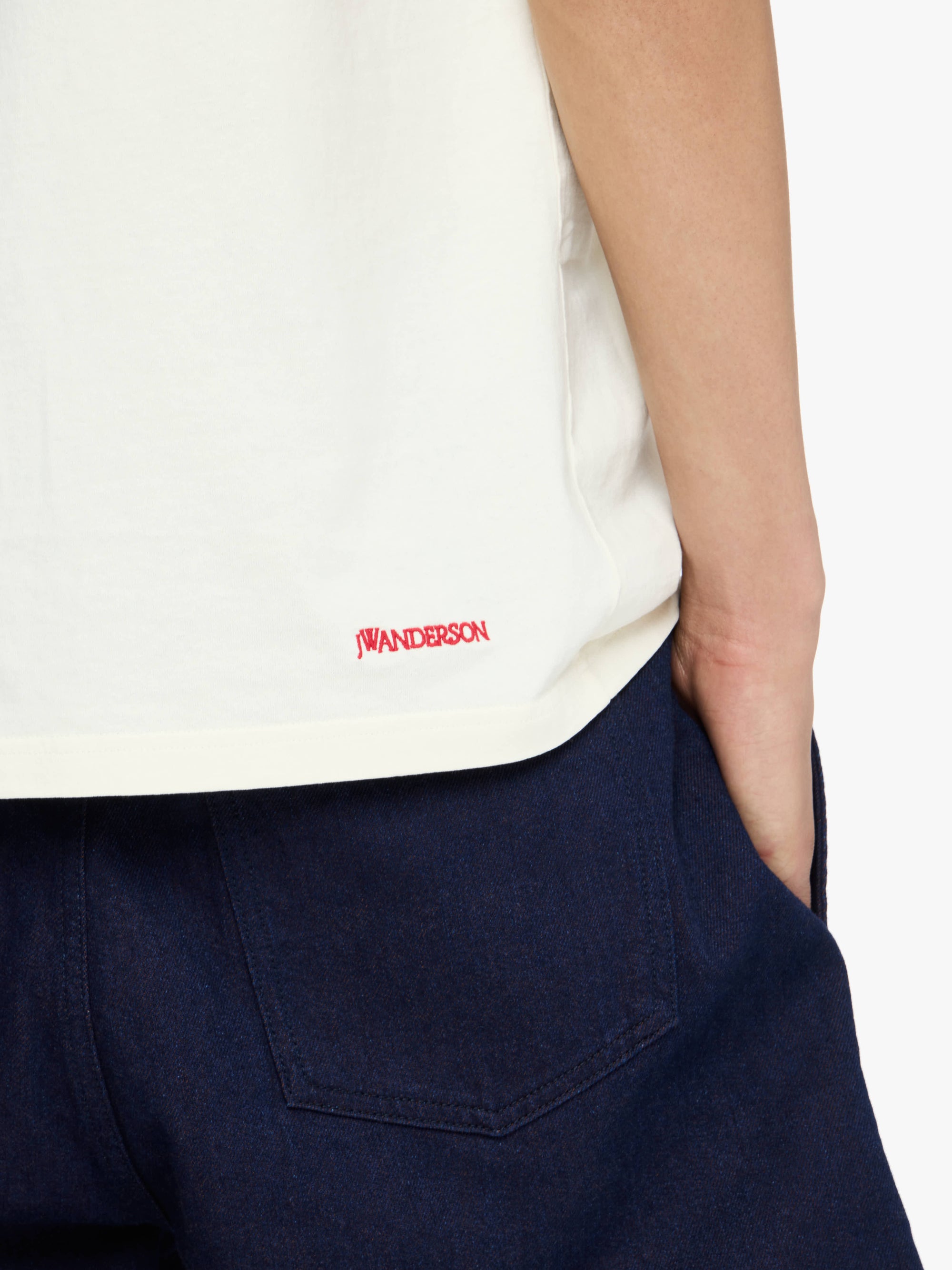 T-Shirt Avec Broderie Contrastée - Off White