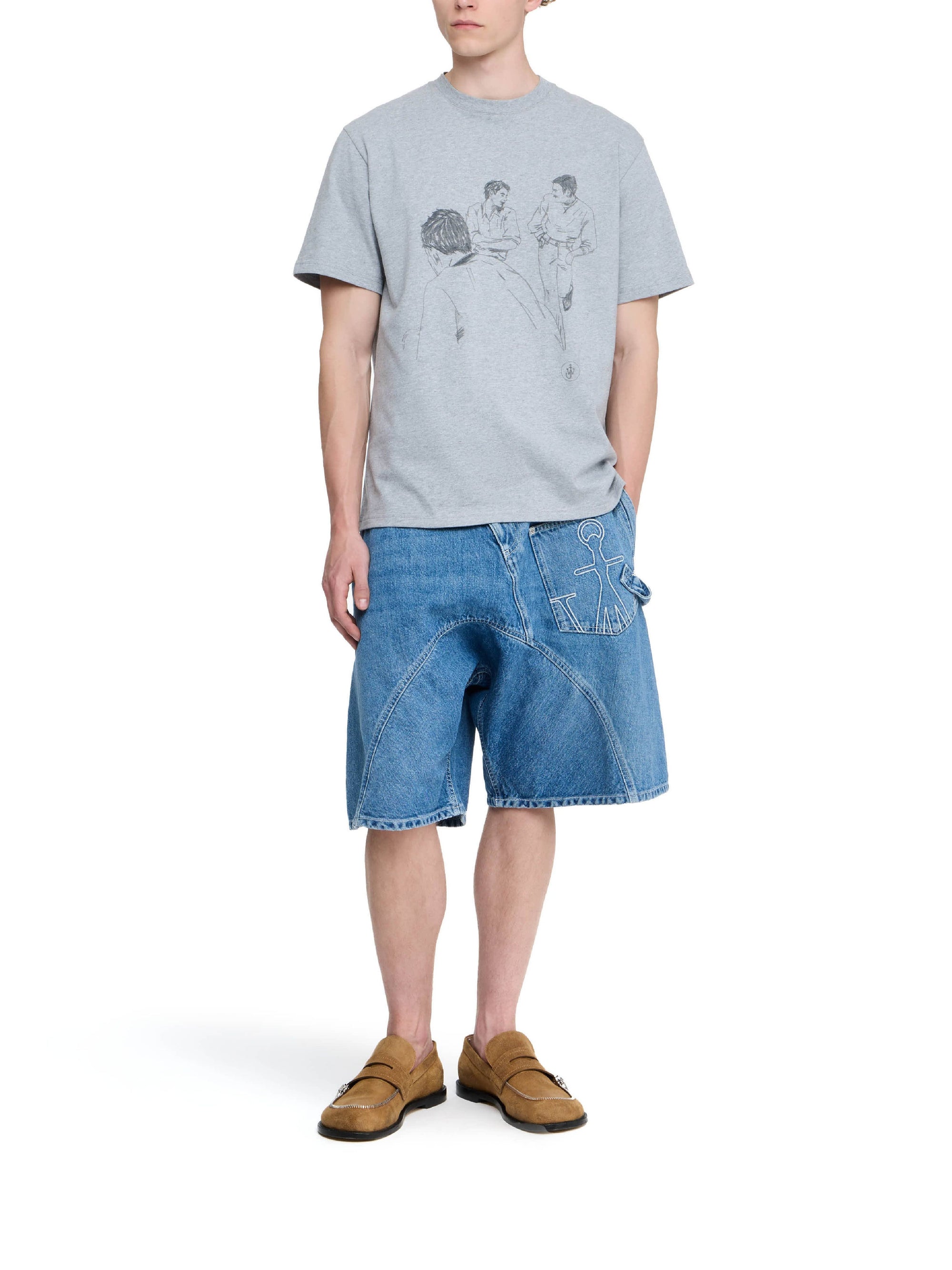 T-shirt classique à col rond - Mid Grey Melange