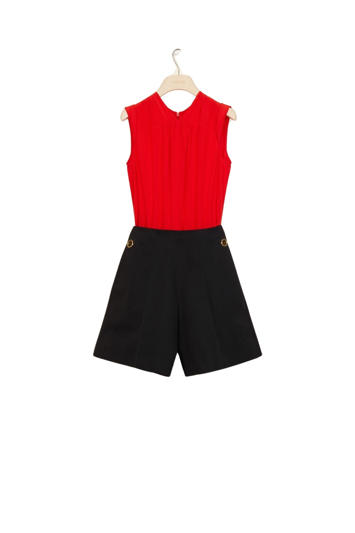 Combinaison bicolore en soie & coton - Noir et Rouge