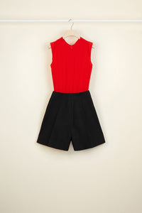 Combinaison bicolore en soie  - Noir & Rouge