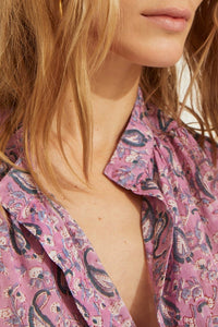Blouse Juul fleurie à manches longues - Pink