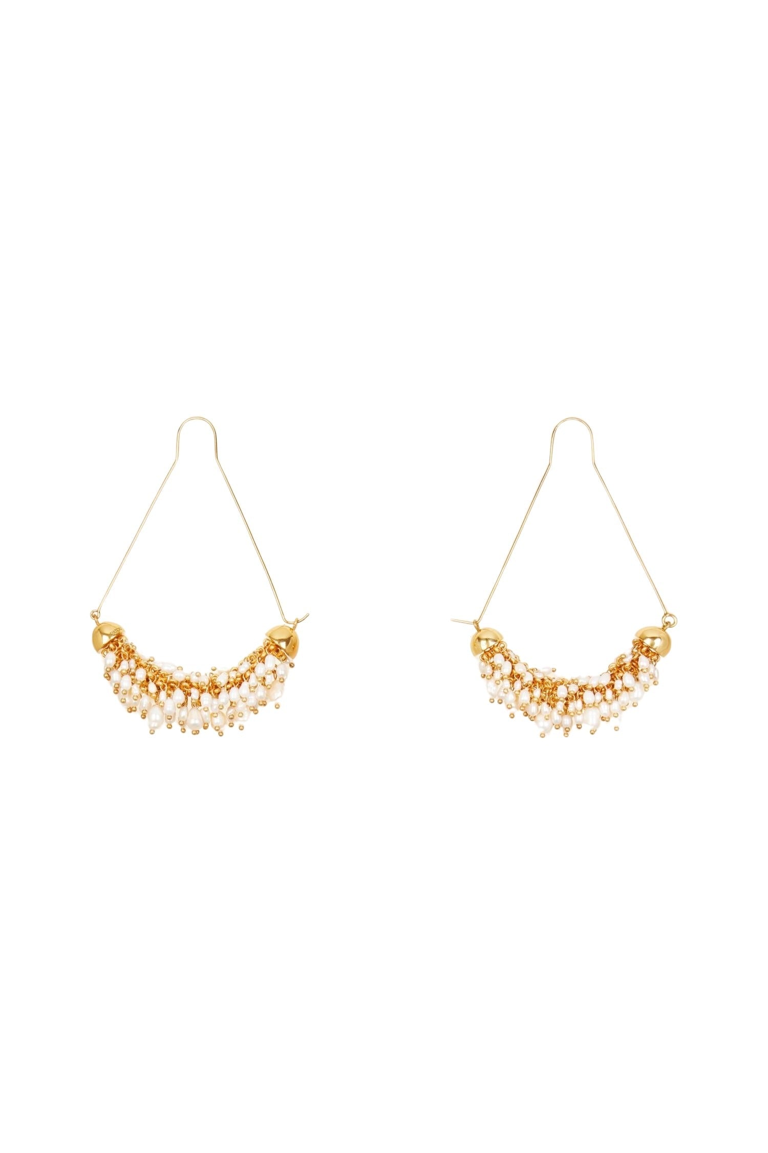 Boucles d'oreilles en laiton doré et perles - Or