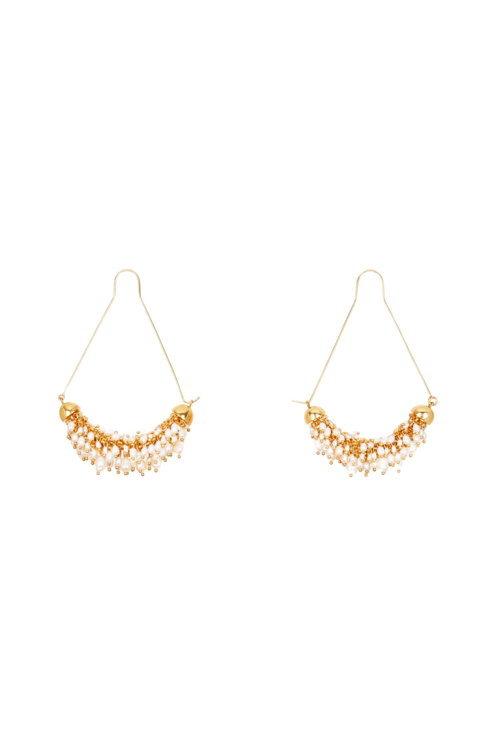 Gold-plated brass and pearl earrings - Gold