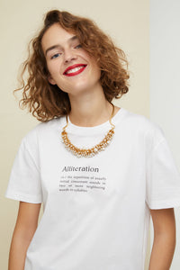 Collier en laiton doré et perles - Or