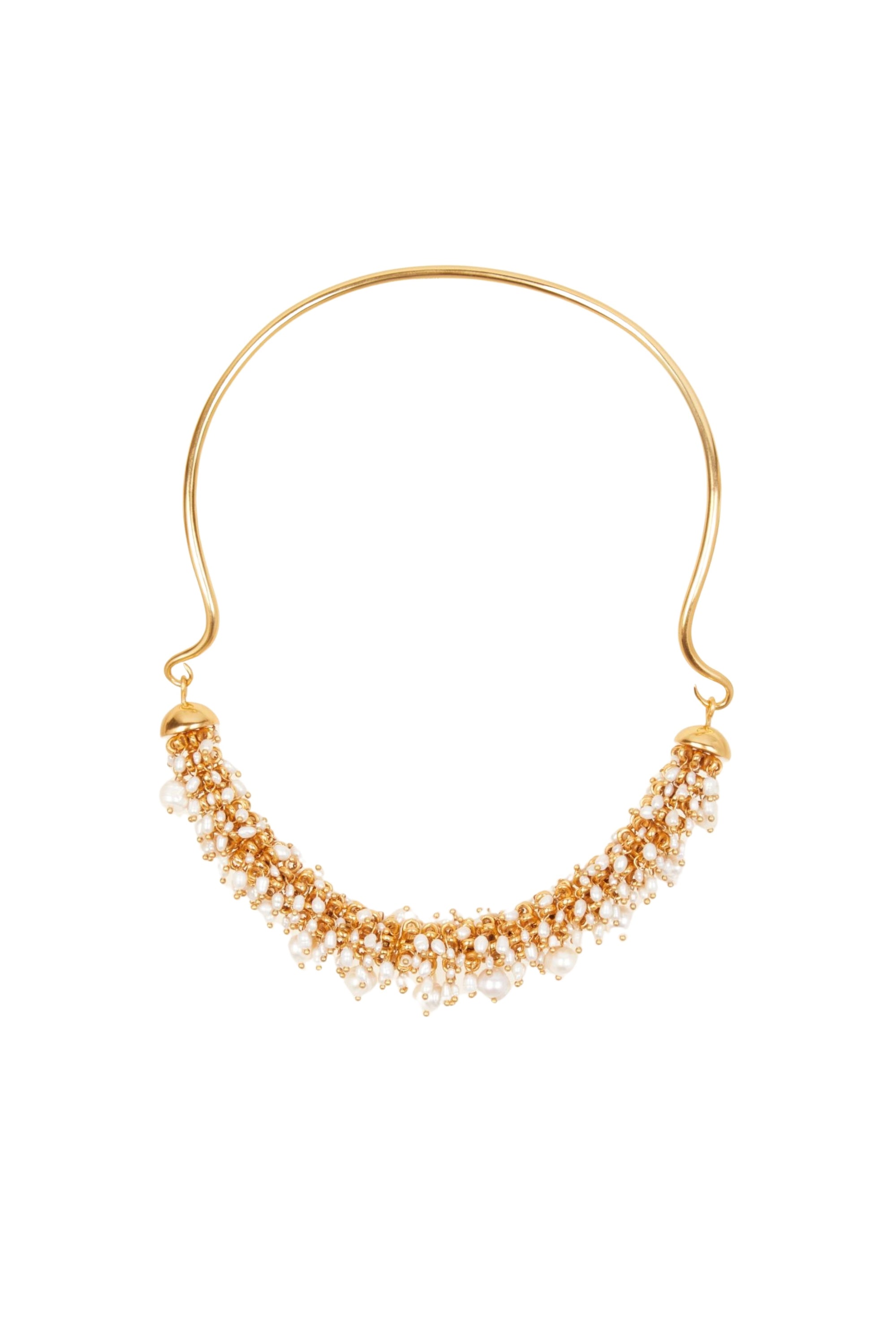 Gold-plated brass and pearl necklace - Gold
