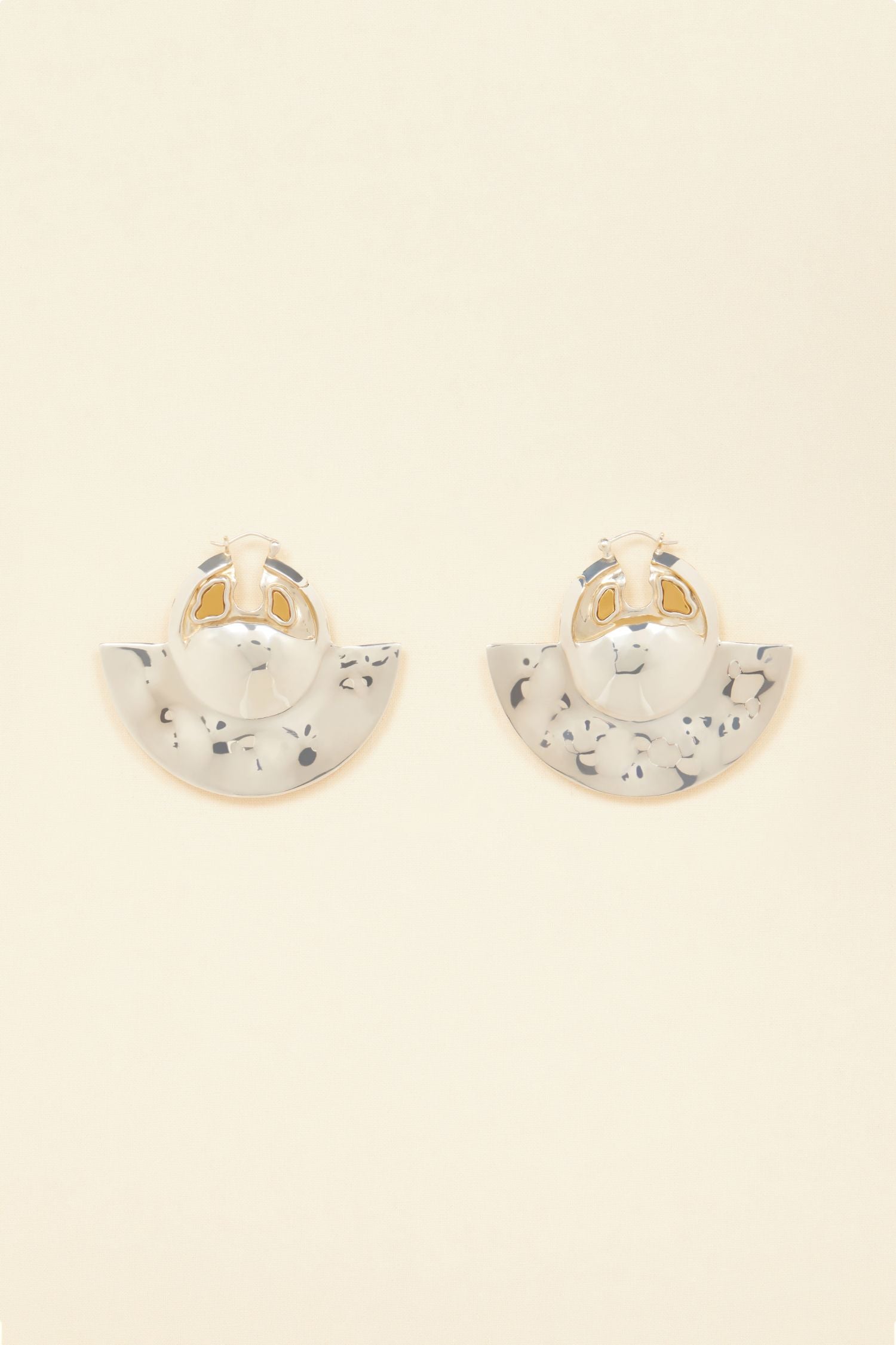 Boucles d’oreilles demi-lune en laiton et pierres - Or et Argent