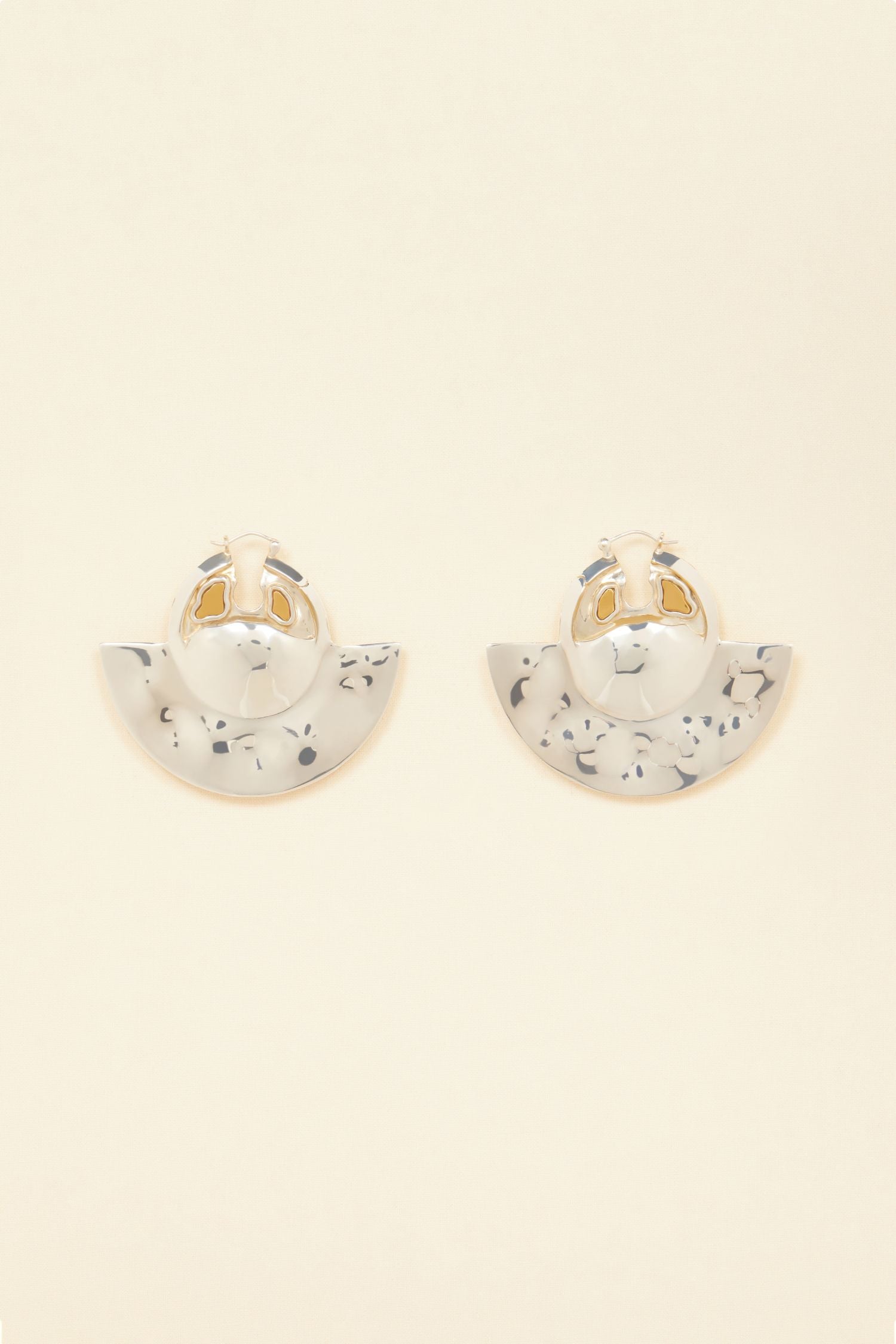 Half moon earrings in brass and stones - Gold and Silver