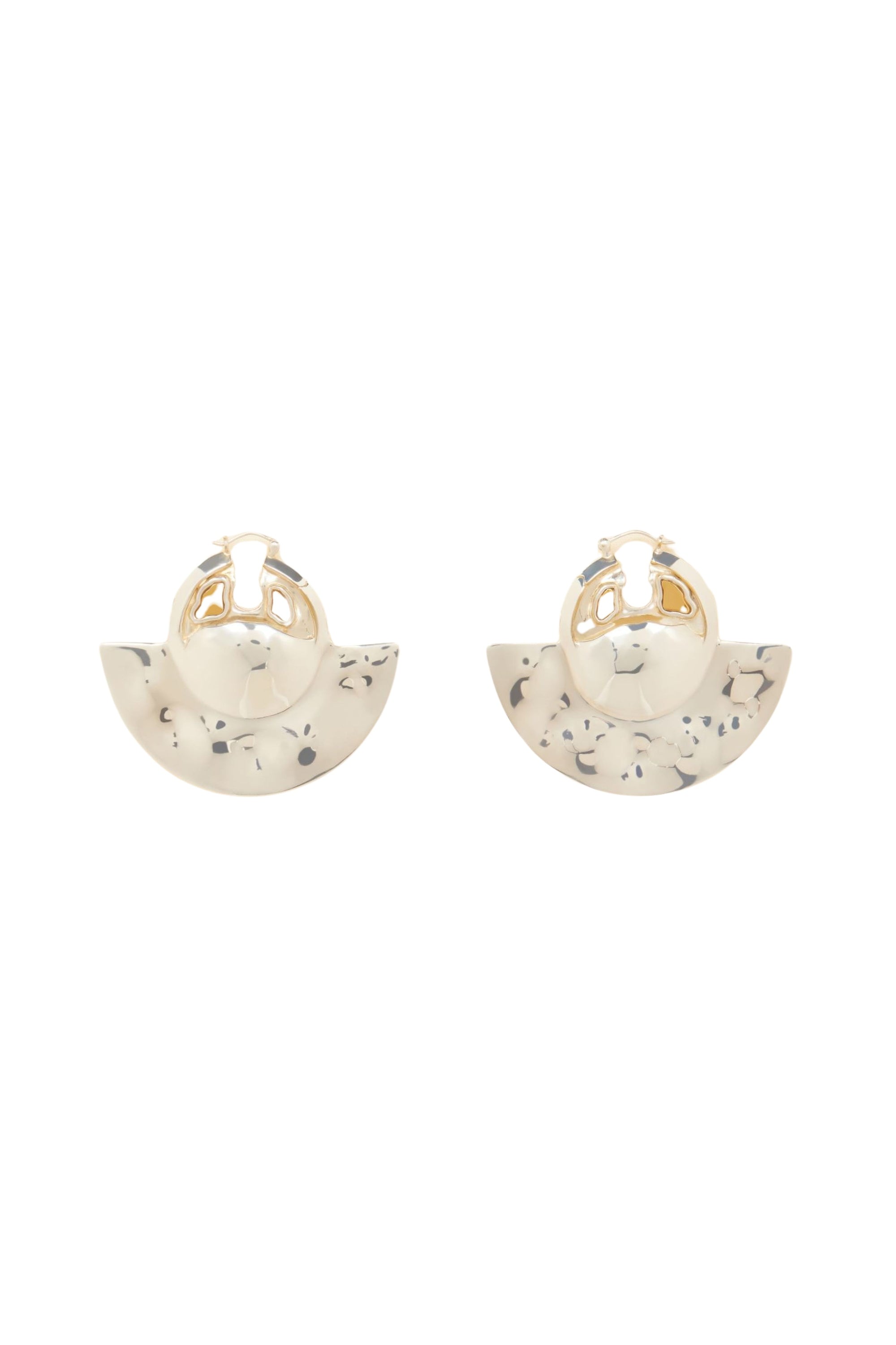 Half moon earrings in brass and stones - Gold and Silver