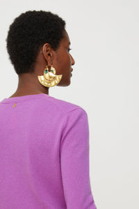 Boucles d’oreilles demi-lune en laiton et pierres - Or