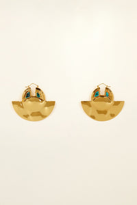 Boucles d'oreilles en laiton et malachite - Or
