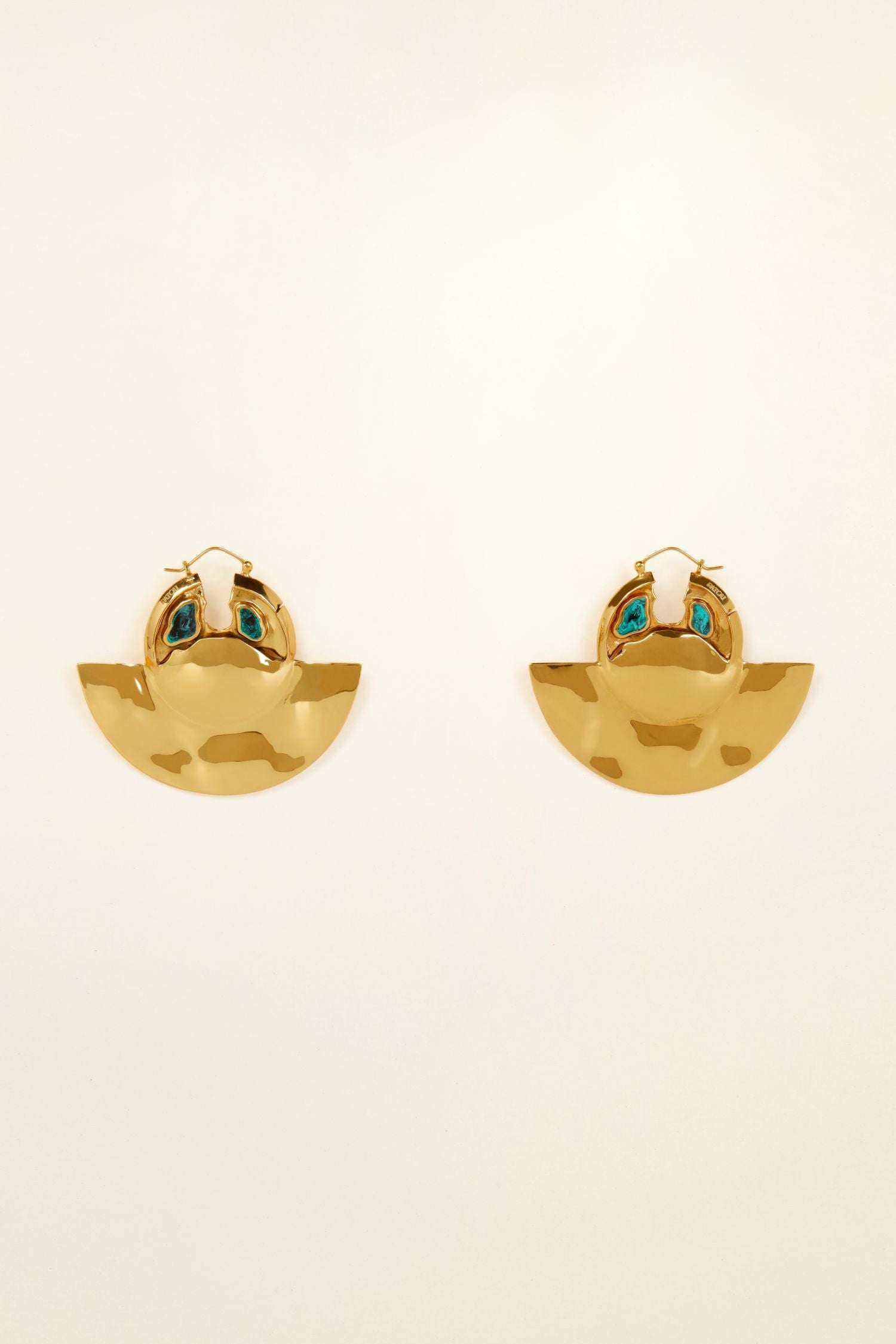 Boucles d'oreilles en laiton et malachite - Or