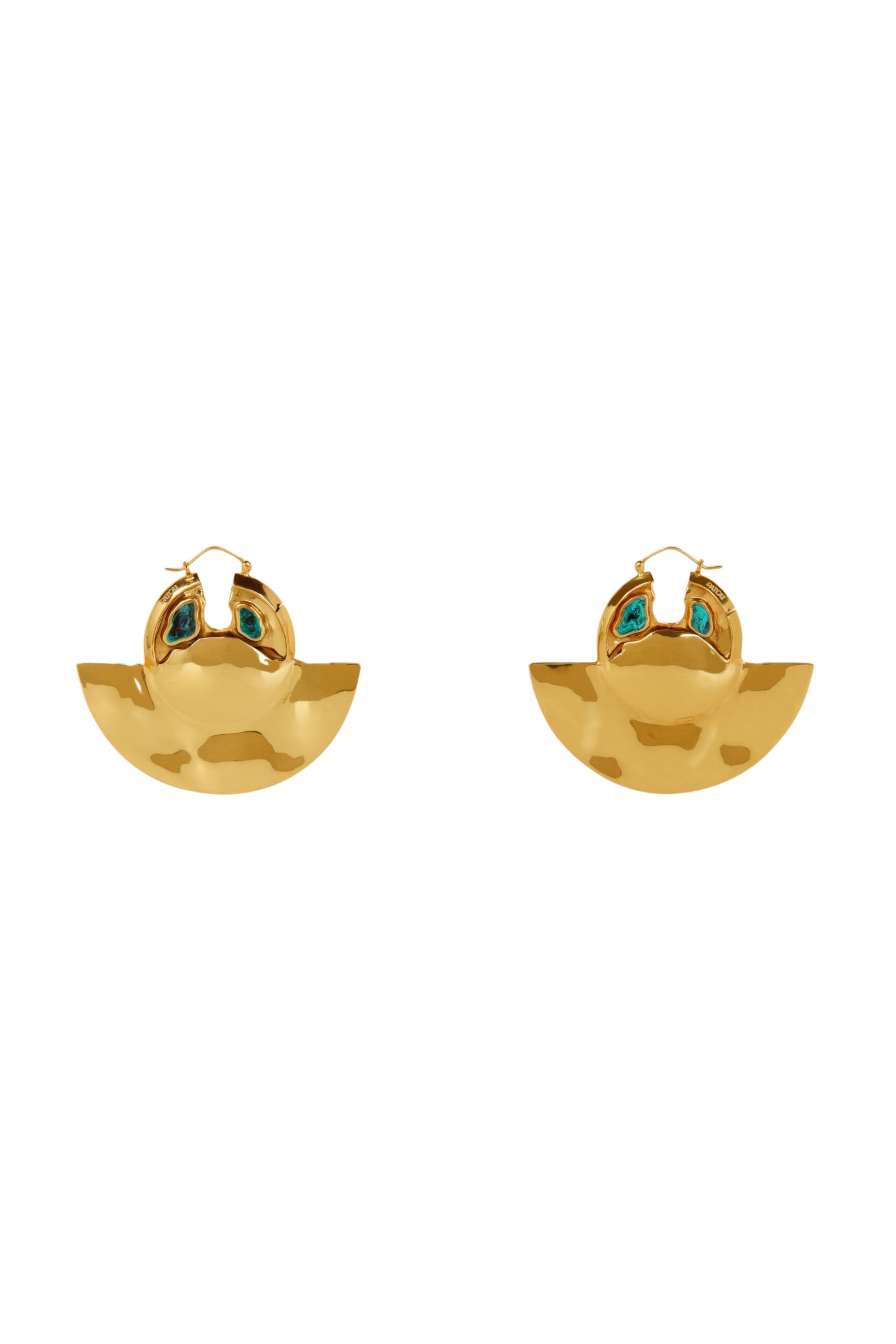 Boucles d'oreilles en laiton et malachite - Or