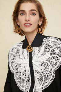 Gold-plated brass hoop earrings with pearls - Gold