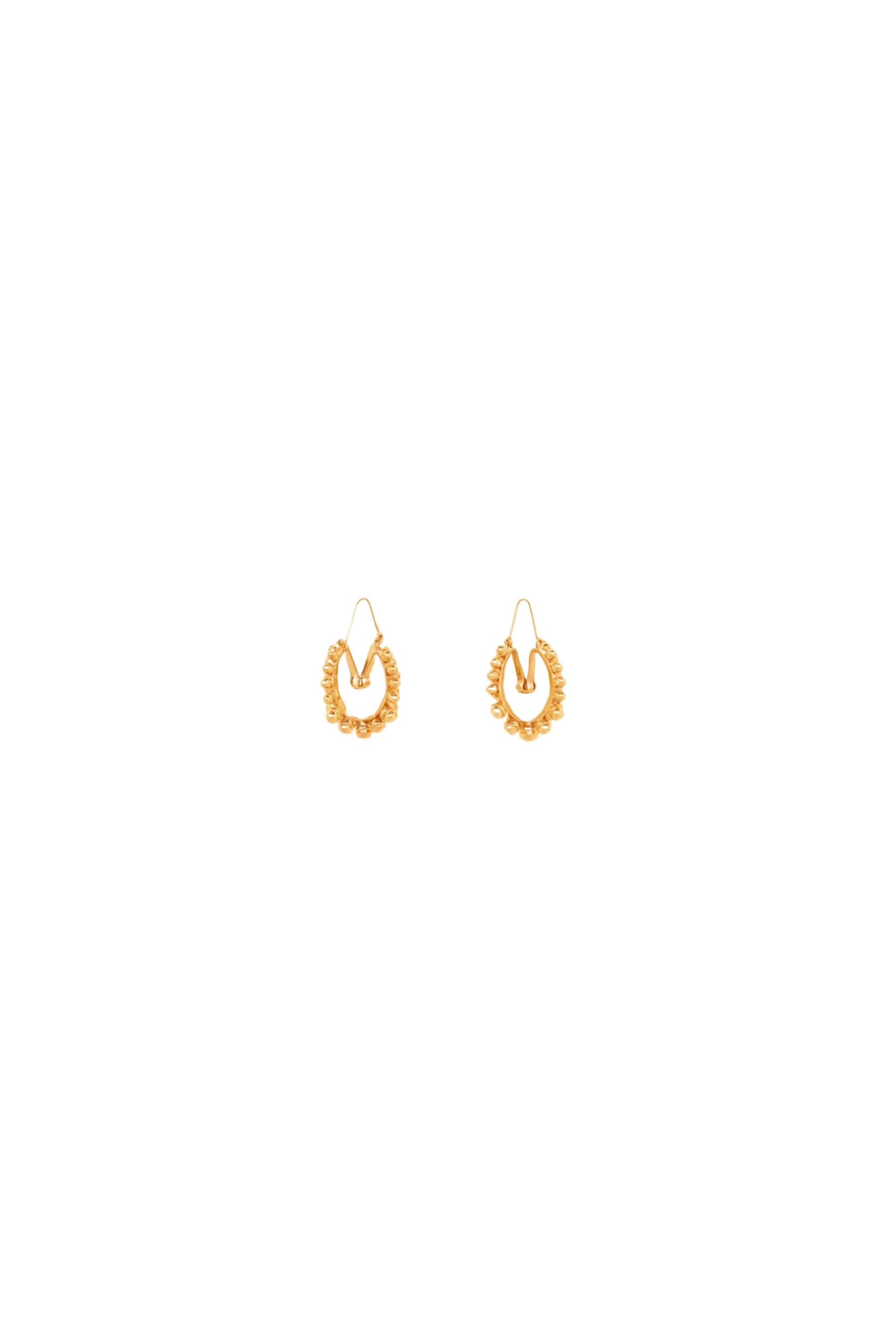 Gold-plated brass hoop earrings with pearls - Gold