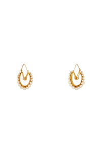 Brass hoop earrings with pearls - Gold