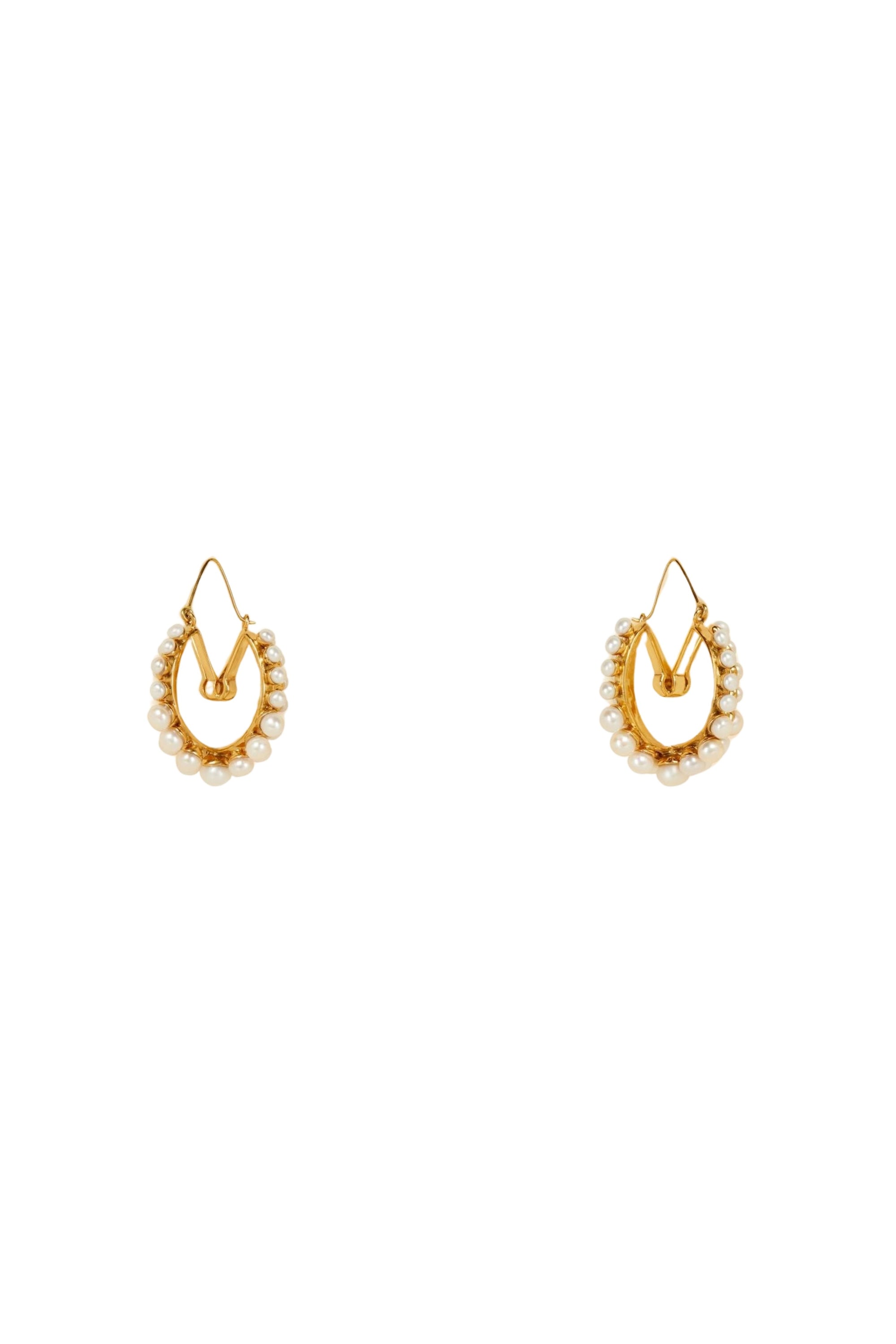 Brass hoop earrings with pearls - Gold