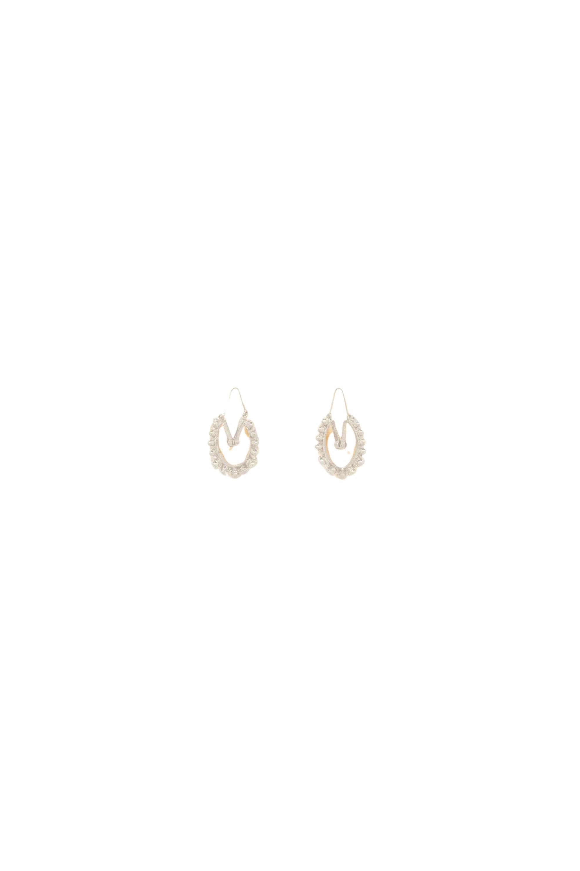 Silver brass hoop earrings with pearls - Silver