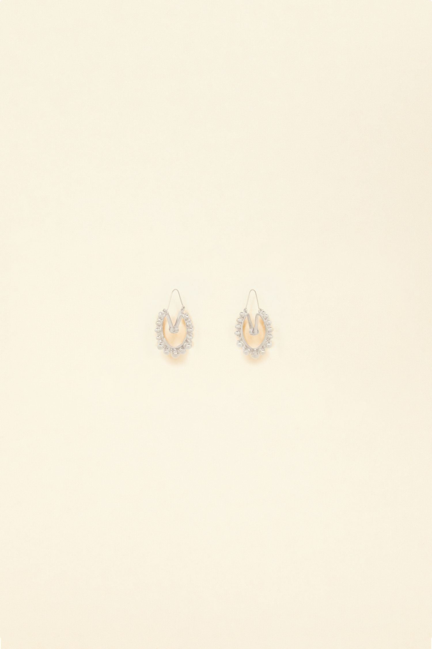 Silver brass hoop earrings with pearls - Argent