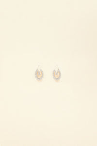 Silver brass hoop earrings with pearls - Silver