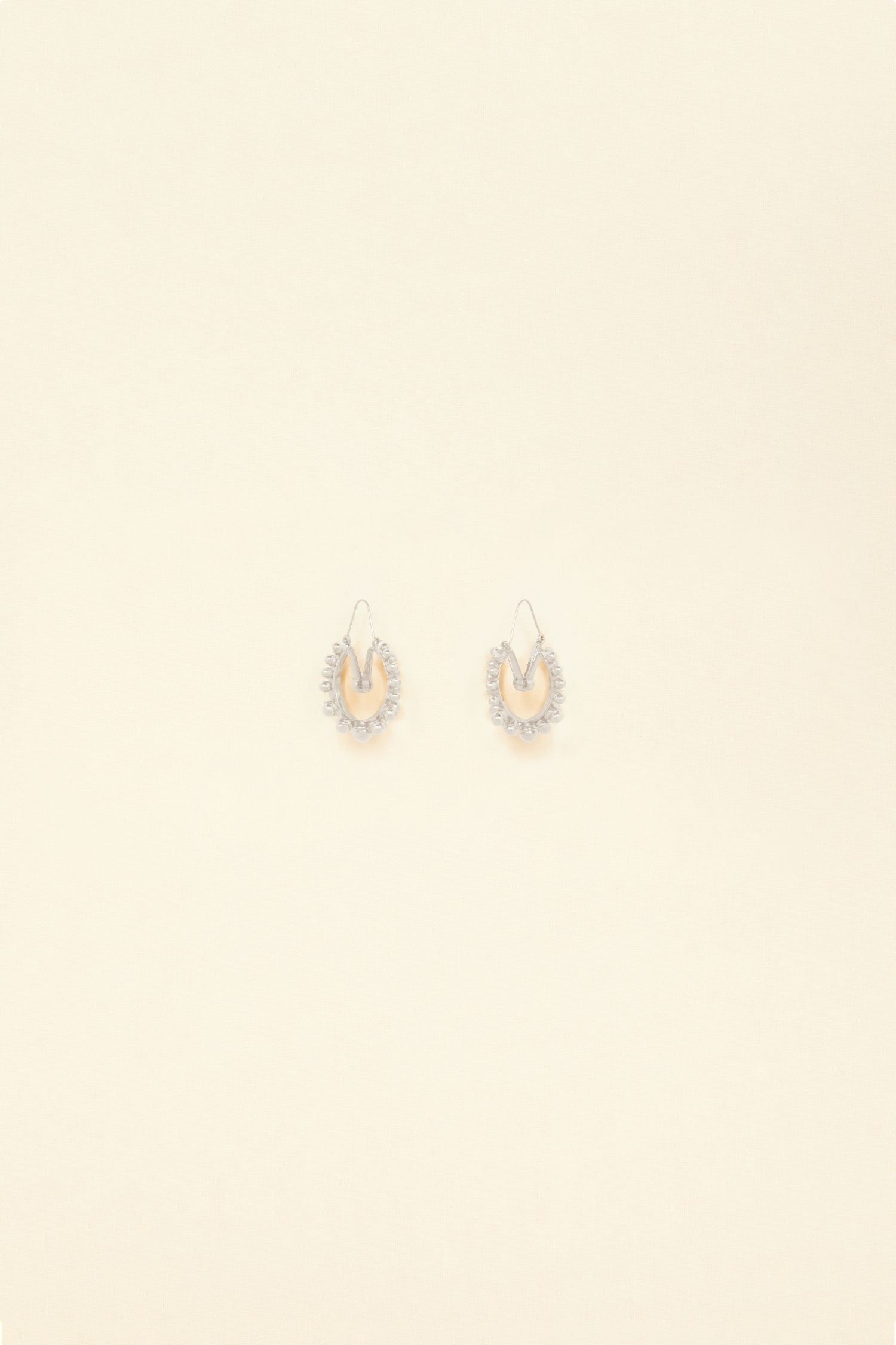 Silver brass hoop earrings with pearls - Silver